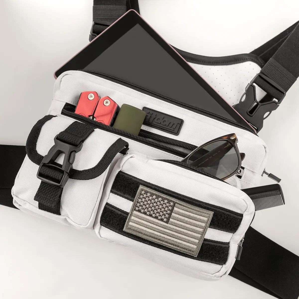 Fitdom Running Chest Pack for Men | Tactical Sports Utility Bag with Pockets - view 6