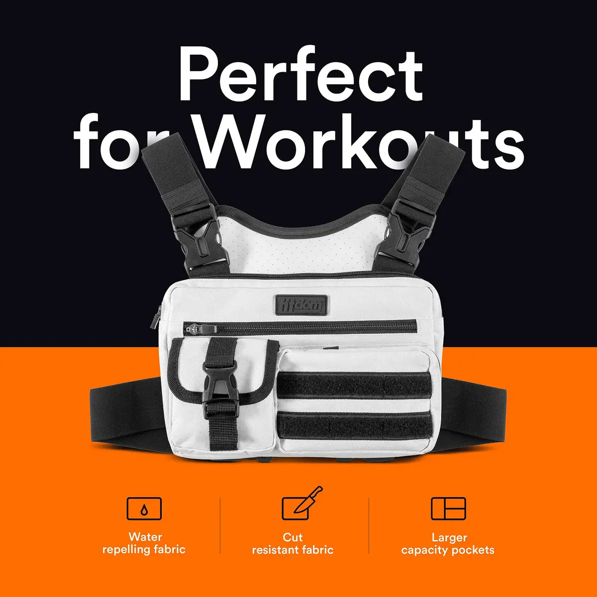 Fitdom Running Chest Pack for Men | Tactical Sports Utility Bag with Pockets - view 7