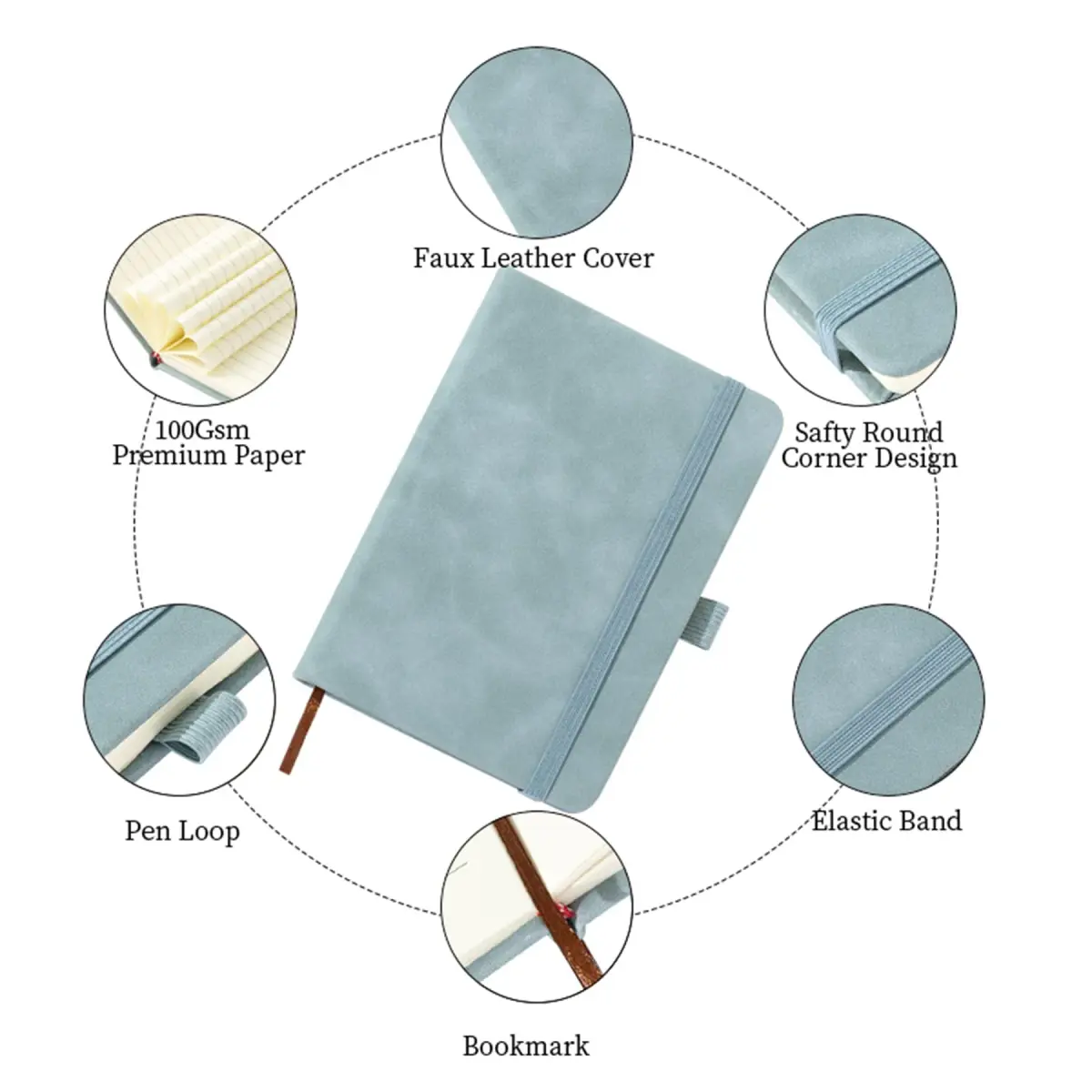 Animusphere Blue 2Pack Pocket Notebook 10.2cm x 14.5cm (4" x 5.7") | Classic Leather Cover with Pen Holder - view 4
