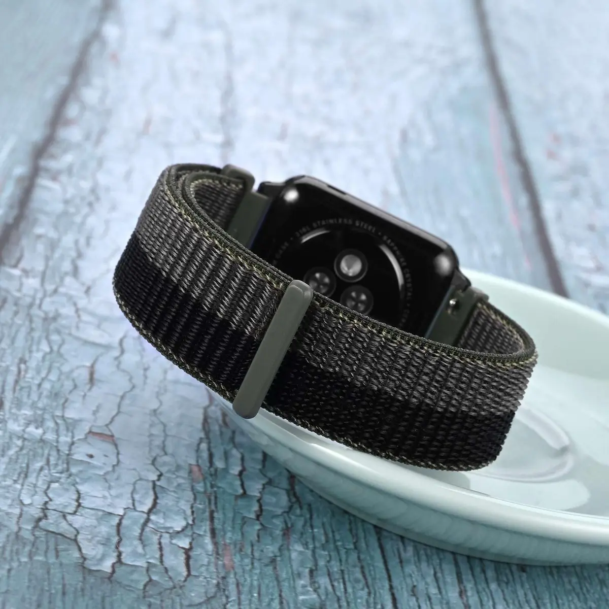 WOCCI 20mm Adjustable Nylon Watch Band | Quick Release Sport Loop Strap (Black/Grey) - view 7