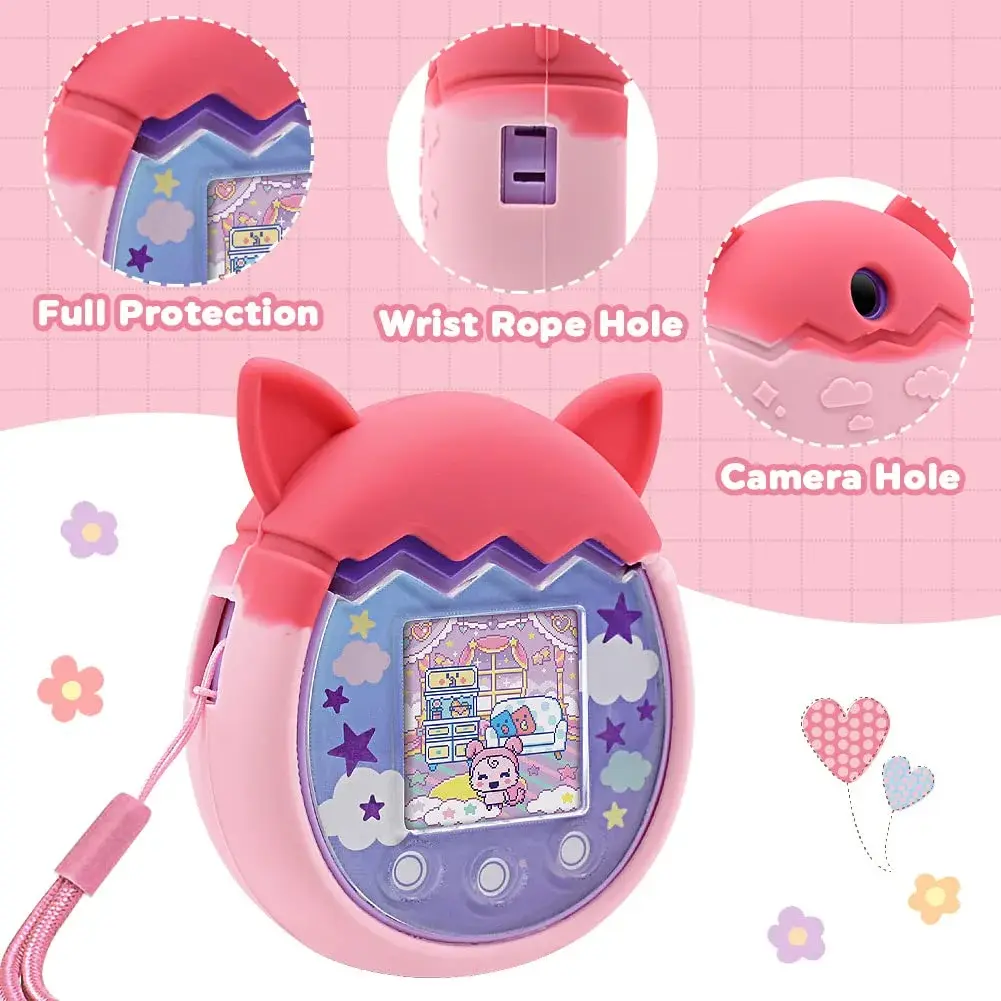 Winceed Silicone Case for Tamagotchi Pix | Pink Protective Cover with Hand Strap - view 3