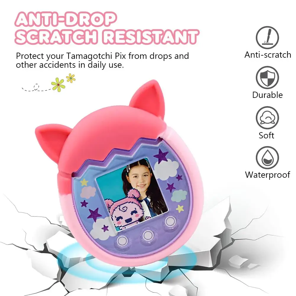 Winceed Silicone Case for Tamagotchi Pix | Pink Protective Cover with Hand Strap - view 4