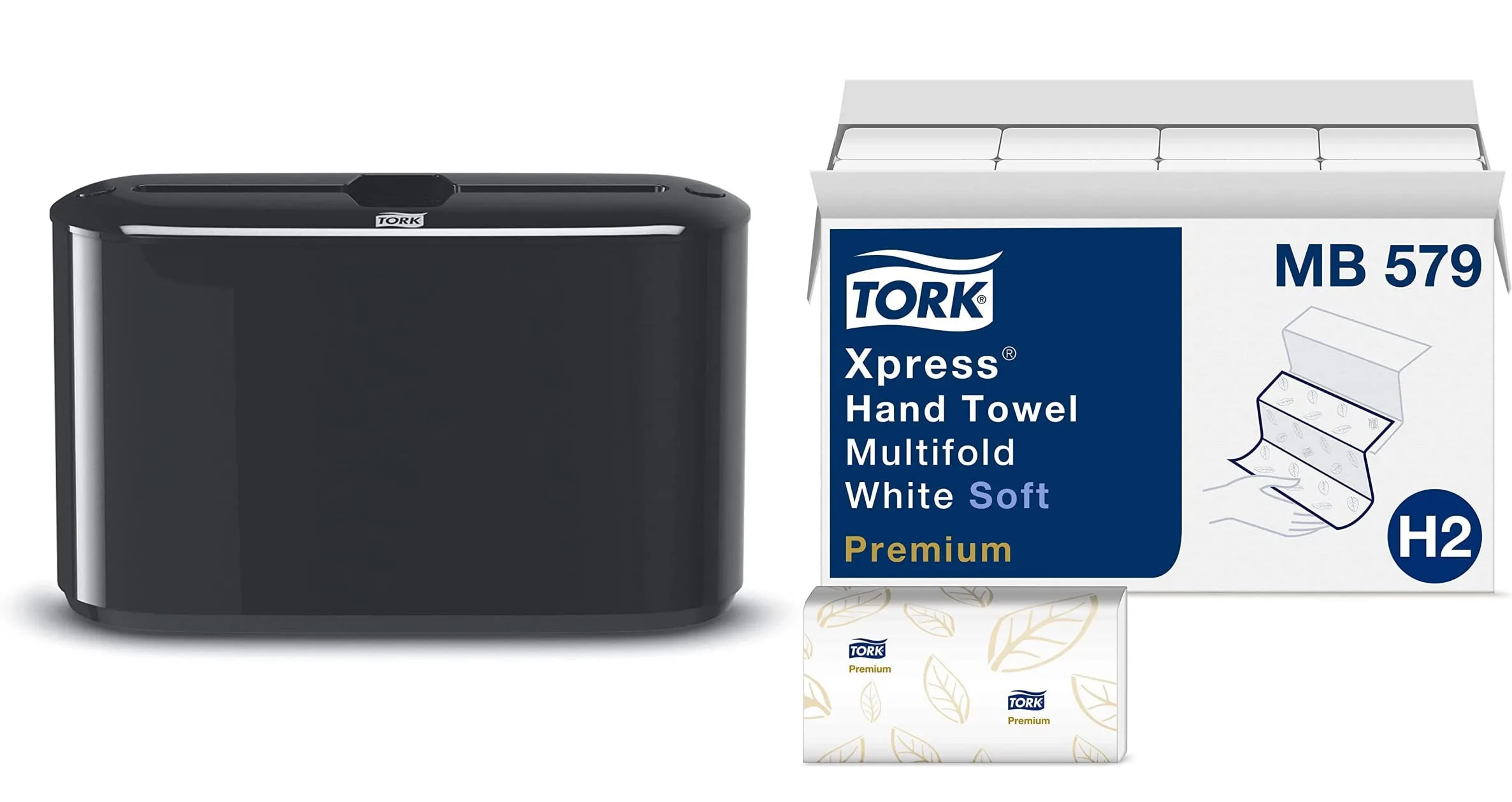 Tork Xpress Soft Multifold Hand Towel White with Blue Leaf Print, 2160 Towels (16 Packs x 135 Towels) | Premium Quality for Indian Homes - main product image