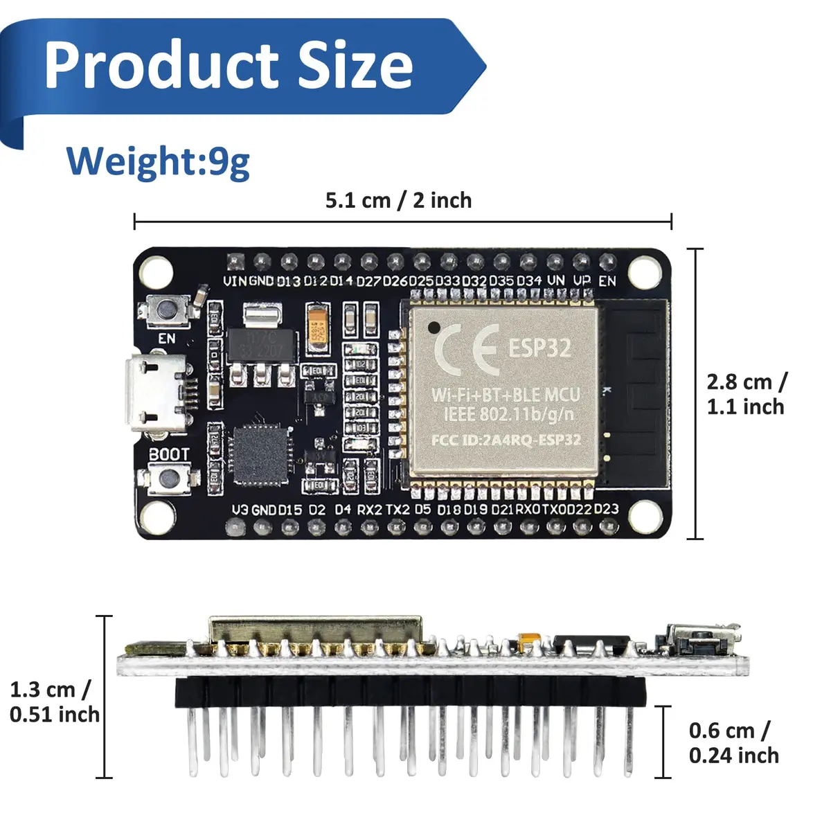 KeeYees ESP32S ESP32 Development Board 30PIN | Dual Core WLAN + Bluetooth, 2PCS - view 2
