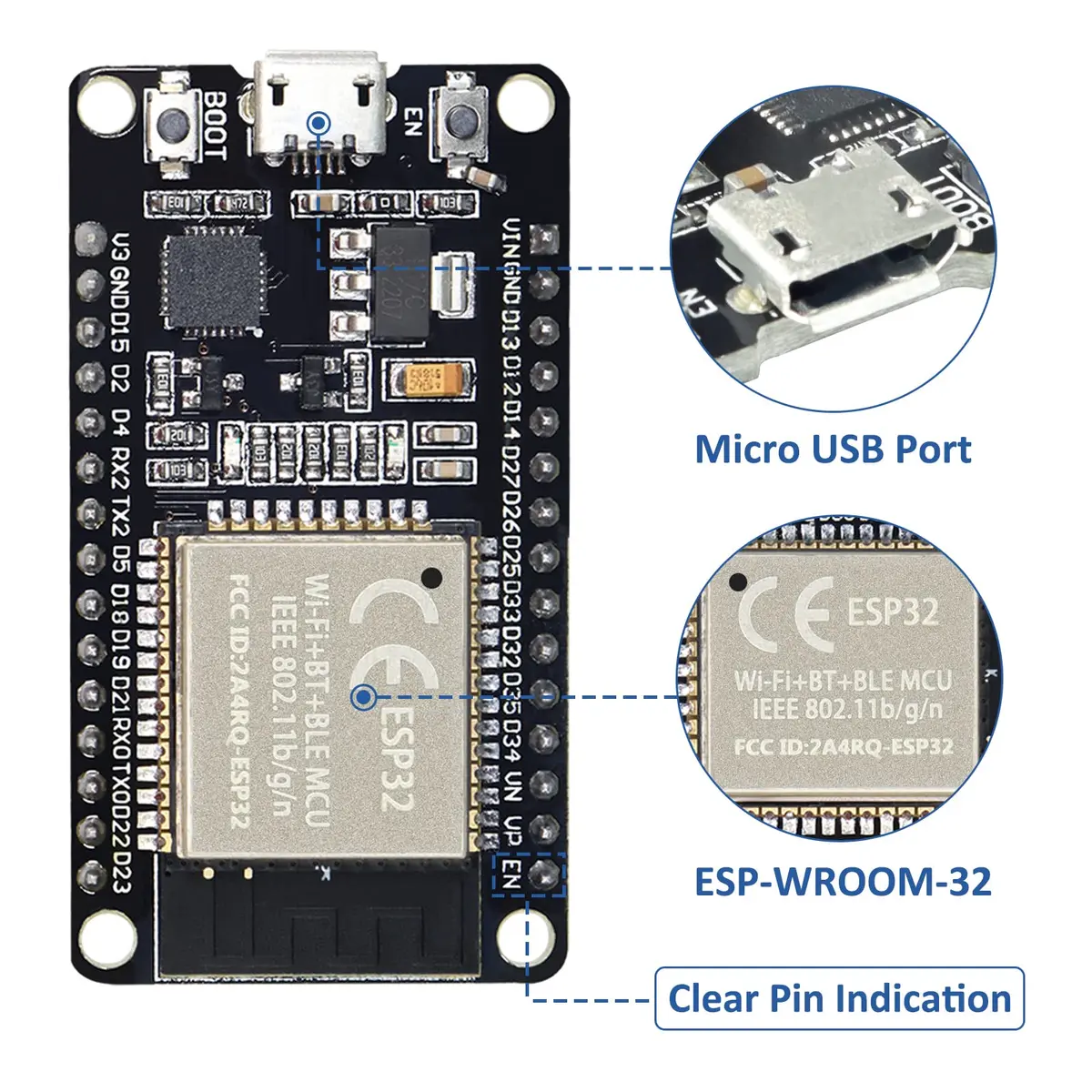 KeeYees ESP32S ESP32 Development Board 30PIN | Dual Core WLAN + Bluetooth, 2PCS - view 3