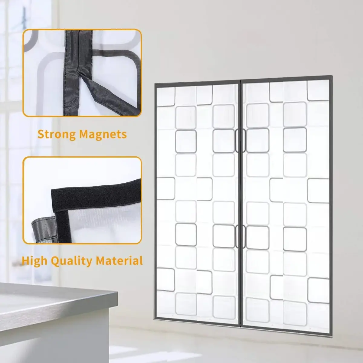 Alyseldy Magnetic Thermal Door Curtain 60" x 80" | Energy Saving Insulated Screen Door for Patio & AC Rooms - view 2