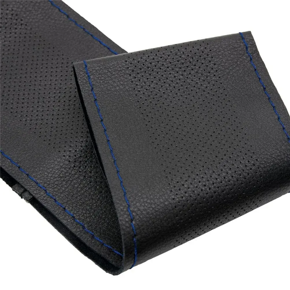 AUTOXBERT Genuine Leather DIY Steering Wheel Cover 38cm (15 Inch) | Blue, Hand-Sewn Wrap with Needles & Thread - view 6