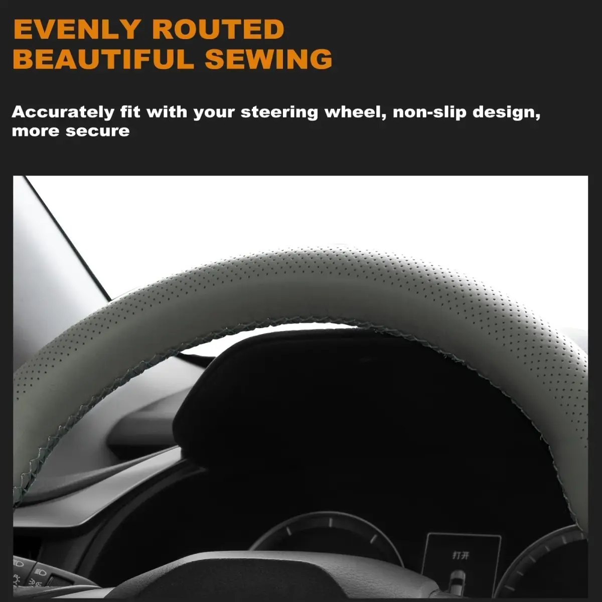 AUTOXBERT Genuine Leather DIY Steering Wheel Cover 38cm (15 Inch) | Hand Sewing Wrap with Needles & Thread - view 6