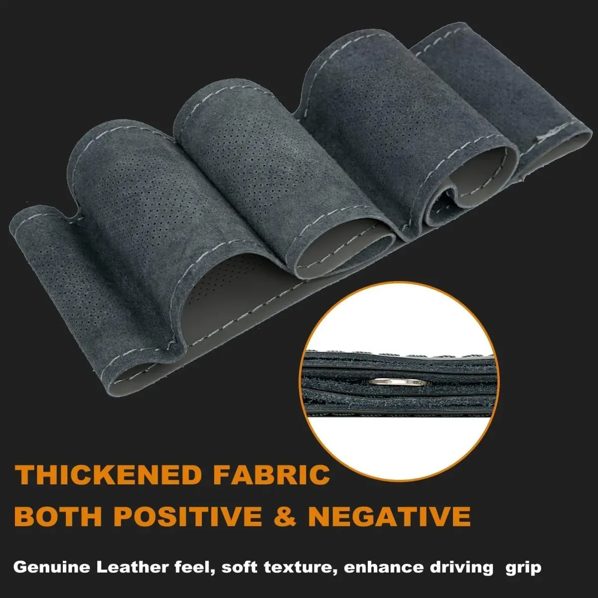 AUTOXBERT Genuine Leather DIY Steering Wheel Cover 38cm (15 Inch) | Hand Sewing Wrap with Needles & Thread - view 2