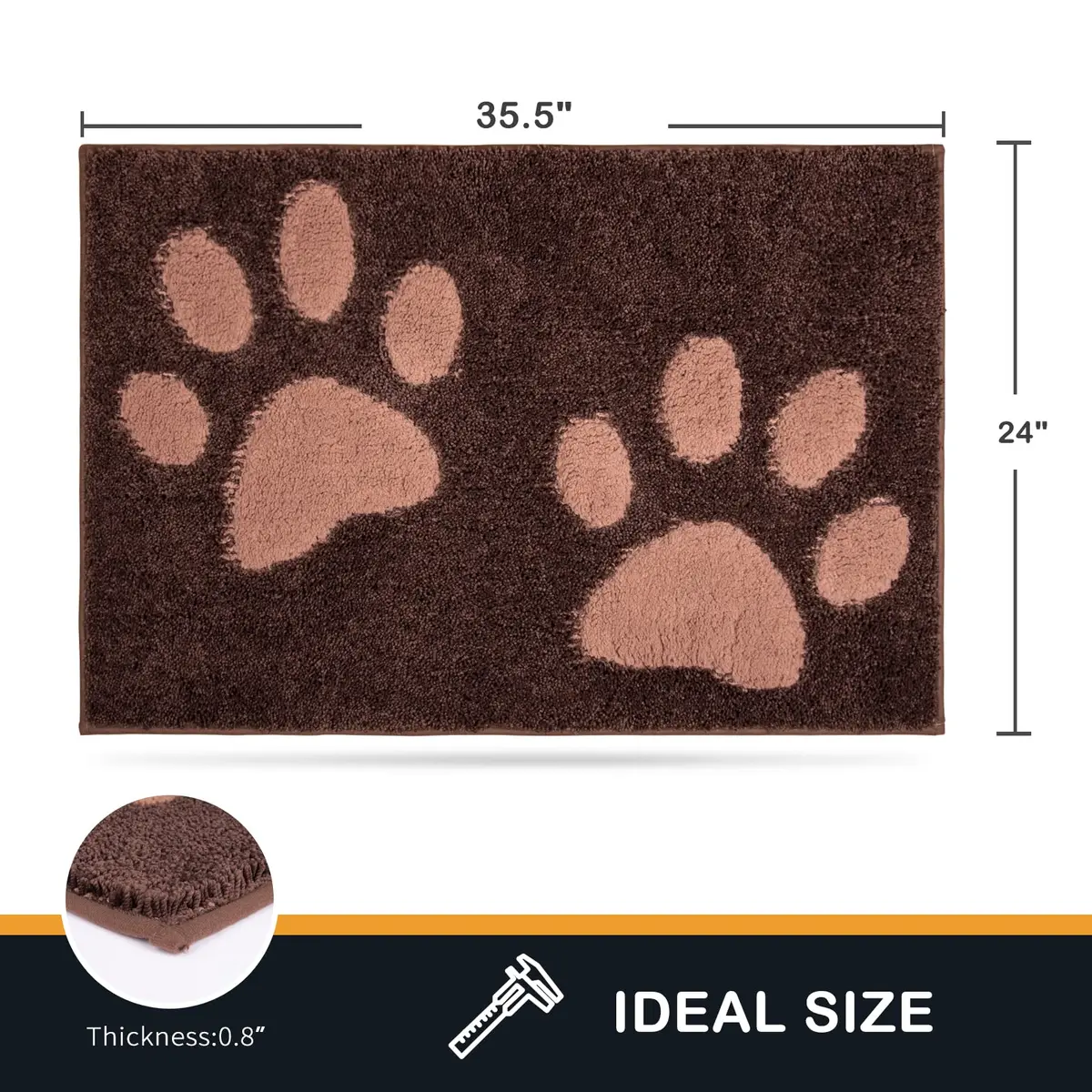 PURRUGS Dirt Trapping Door Mat Indoor Entrance 24" x 35.5" Brown | Pet & Mud Trap with Waterproof Backing - view 7