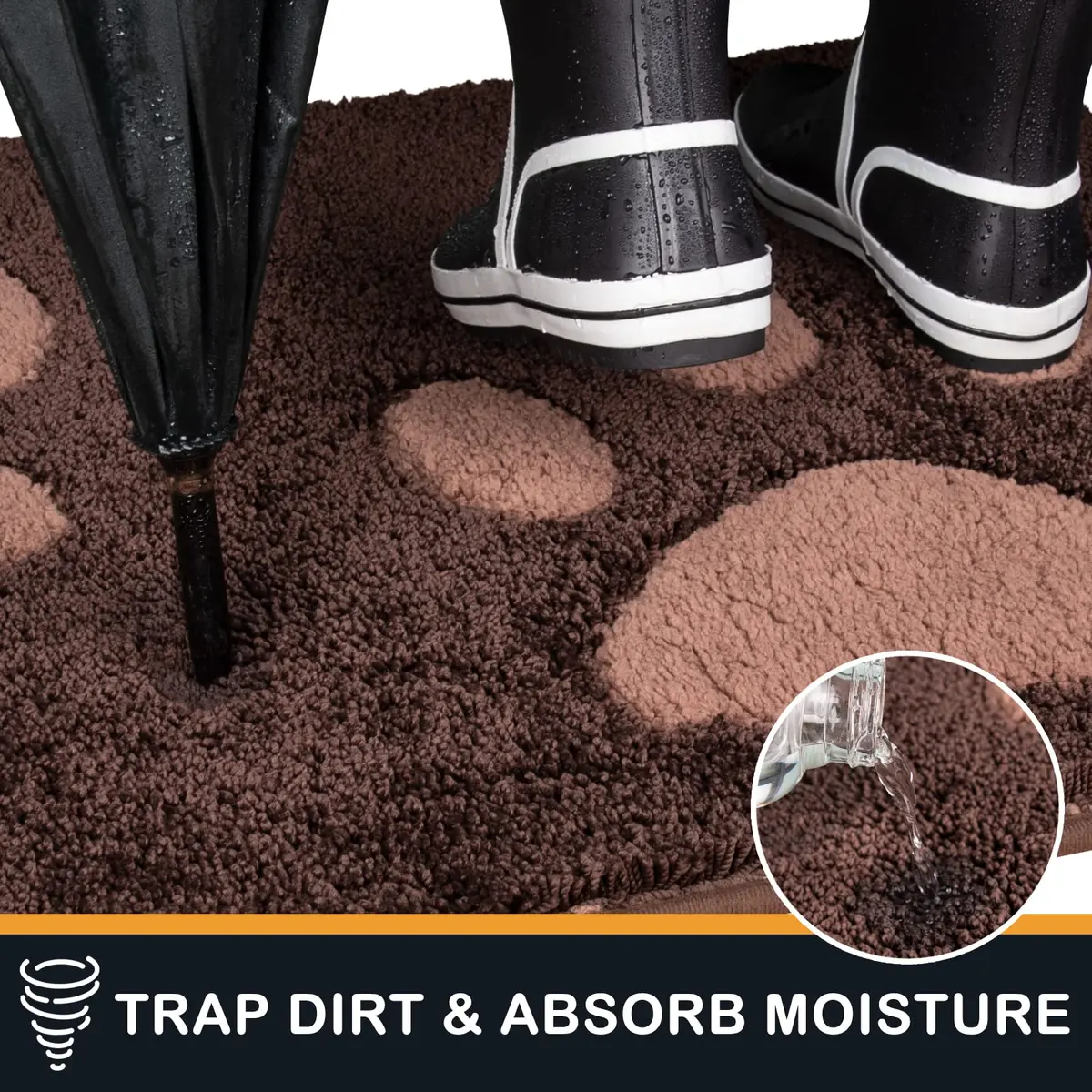 PURRUGS Dirt Trapping Door Mat Indoor Entrance 24" x 35.5" Brown | Pet & Mud Trap with Waterproof Backing - view 2