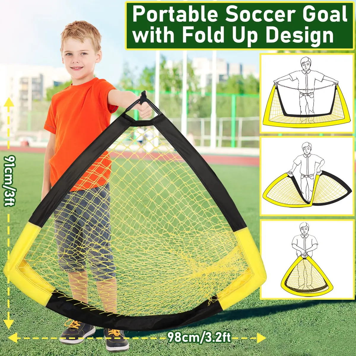 Happy Jump Portable Soccer Goal 7x5 & 5x3.6 FT | Large-Frame Youth Training Net, Weather-Resistant, Easy Setup - view 3