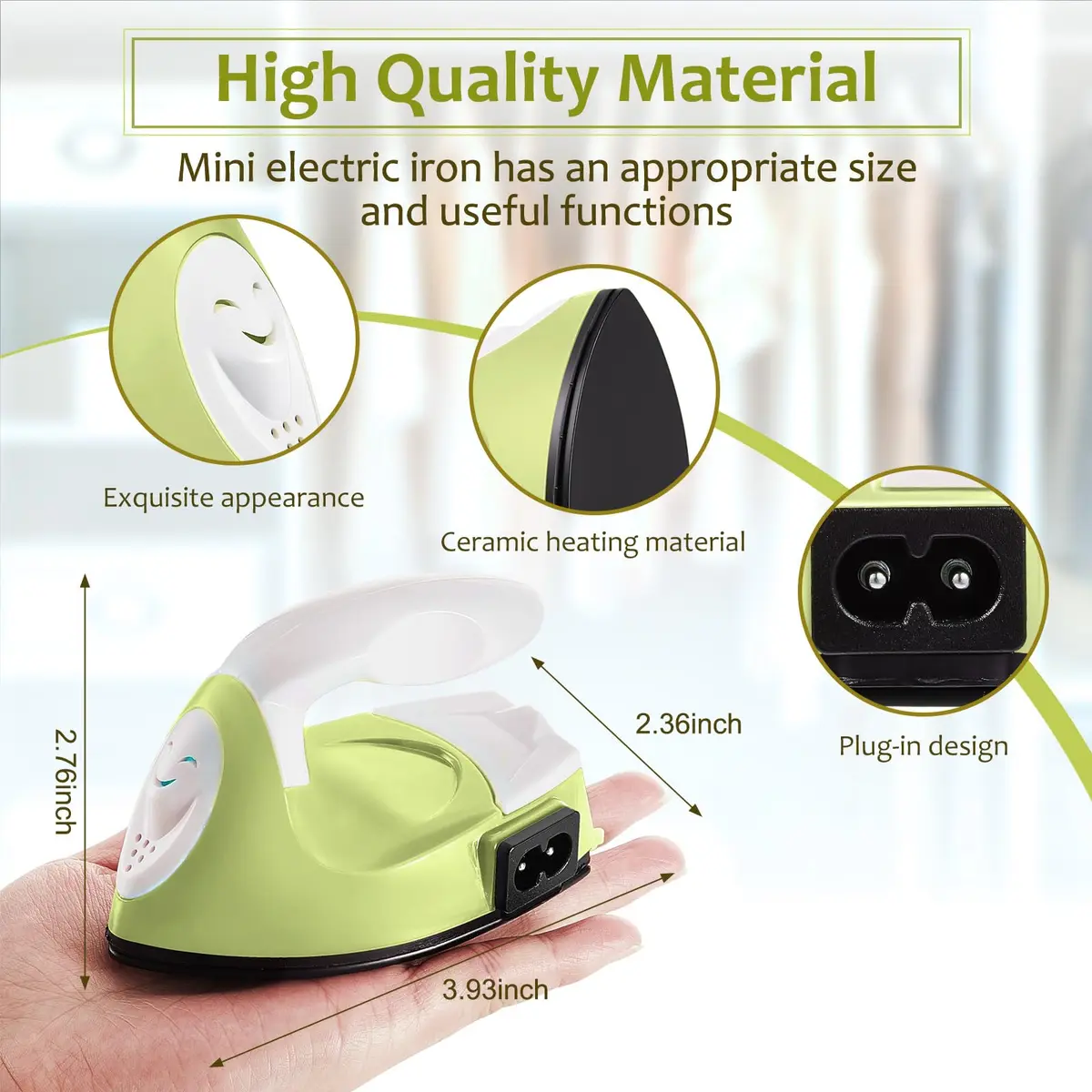 Honoson Mini Craft Iron with Charging Base Tiny, Fruit Green | Portable DIY Heat Press for Small Projects - view 2