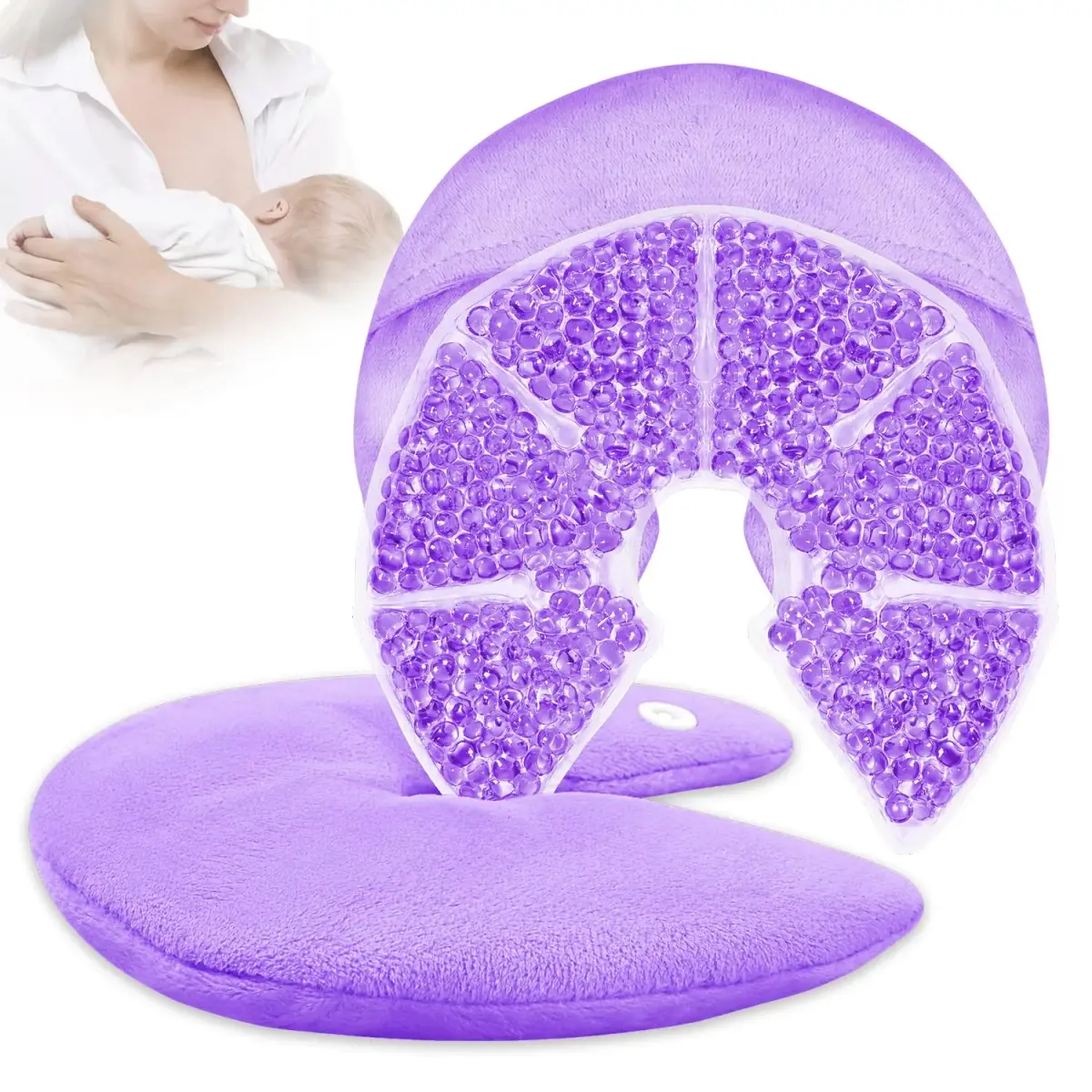 CONBELLA Hot Cold Gel Bead Breast Therapy Pack 17cm (6.69in) | Therapeutic Relief for Breastfeeding Mothers - main product image