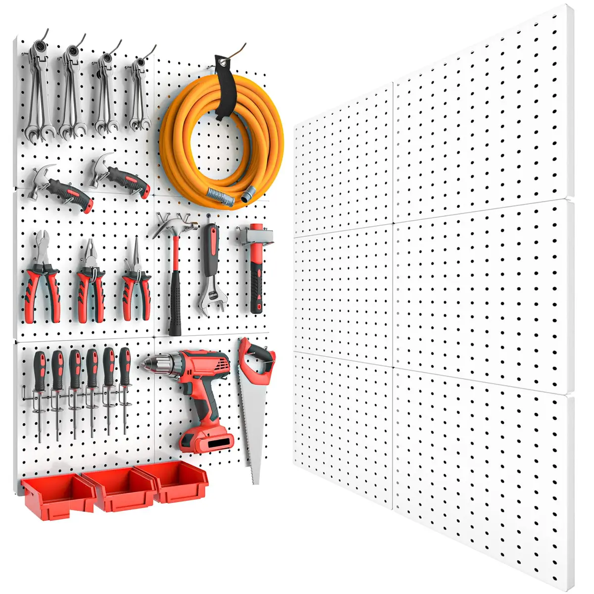 FZK Heavy Duty Metal Peg Board Wall Organizer 12in*12in | Strong, Rust-Resistant, Space-Saving - main product image