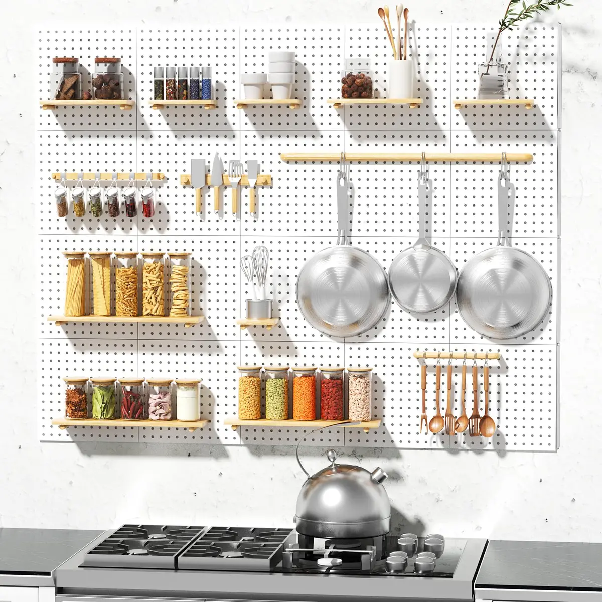 FZK Heavy Duty Metal Peg Board Wall Organizer 12in*12in | Strong, Rust-Resistant, Space-Saving - view 6