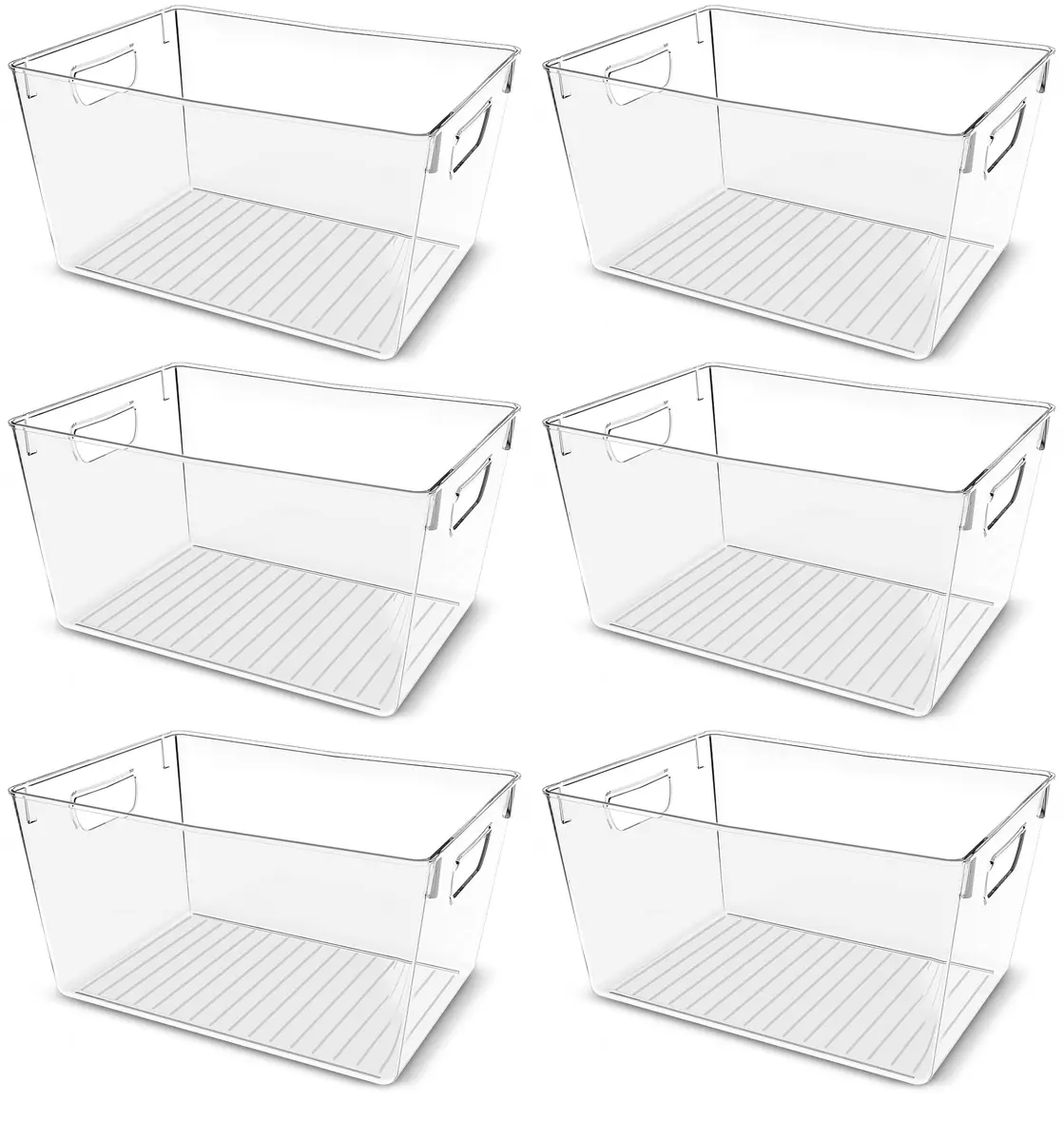 Utopia Kitchen Pantry Organizers and Storage Bins, 6 Pack, Large, Clear | Space-Saving Kitchen Storage - main product image
