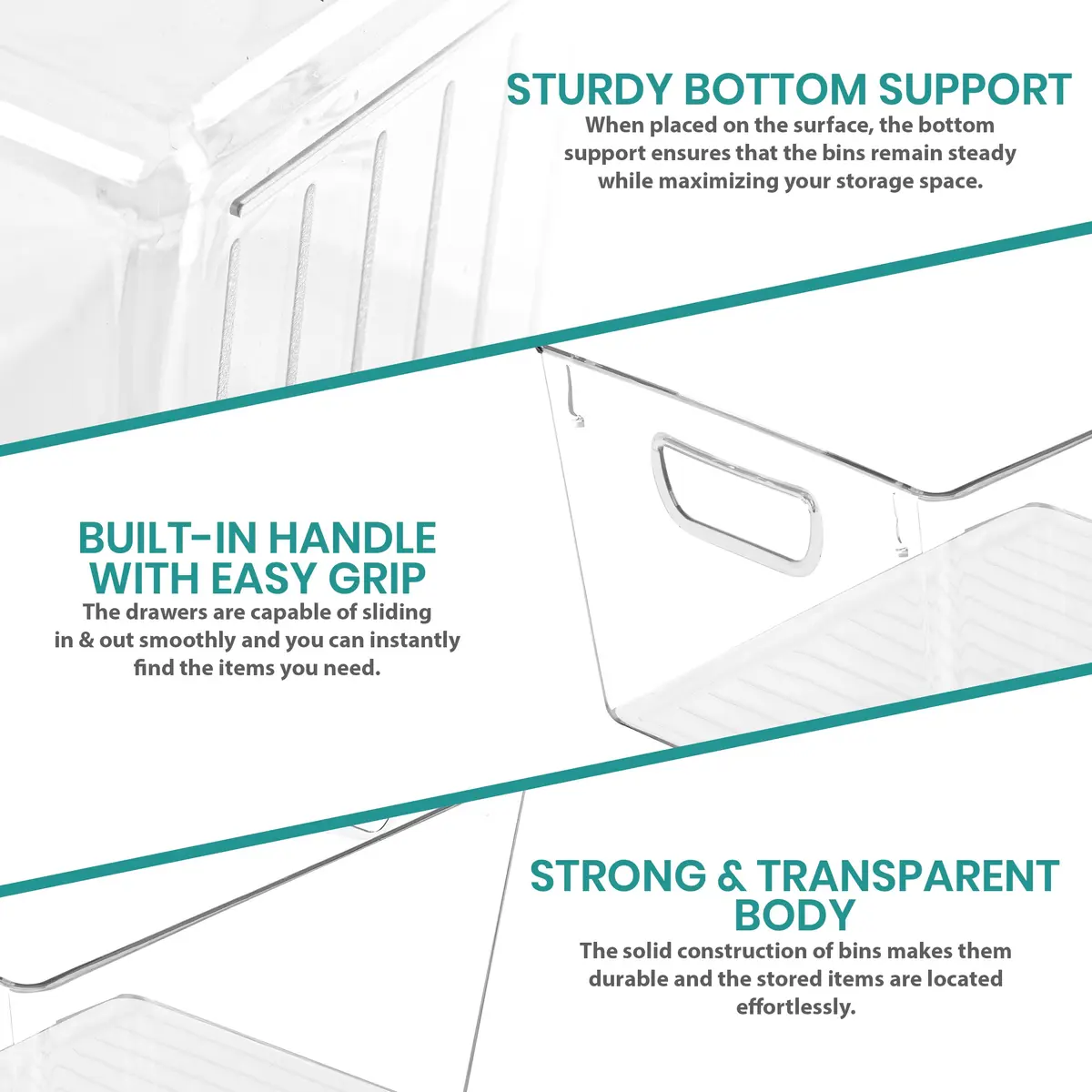 Utopia Kitchen Pantry Organizers and Storage Bins, 6 Pack, Large, Clear | Space-Saving Kitchen Storage - view 3