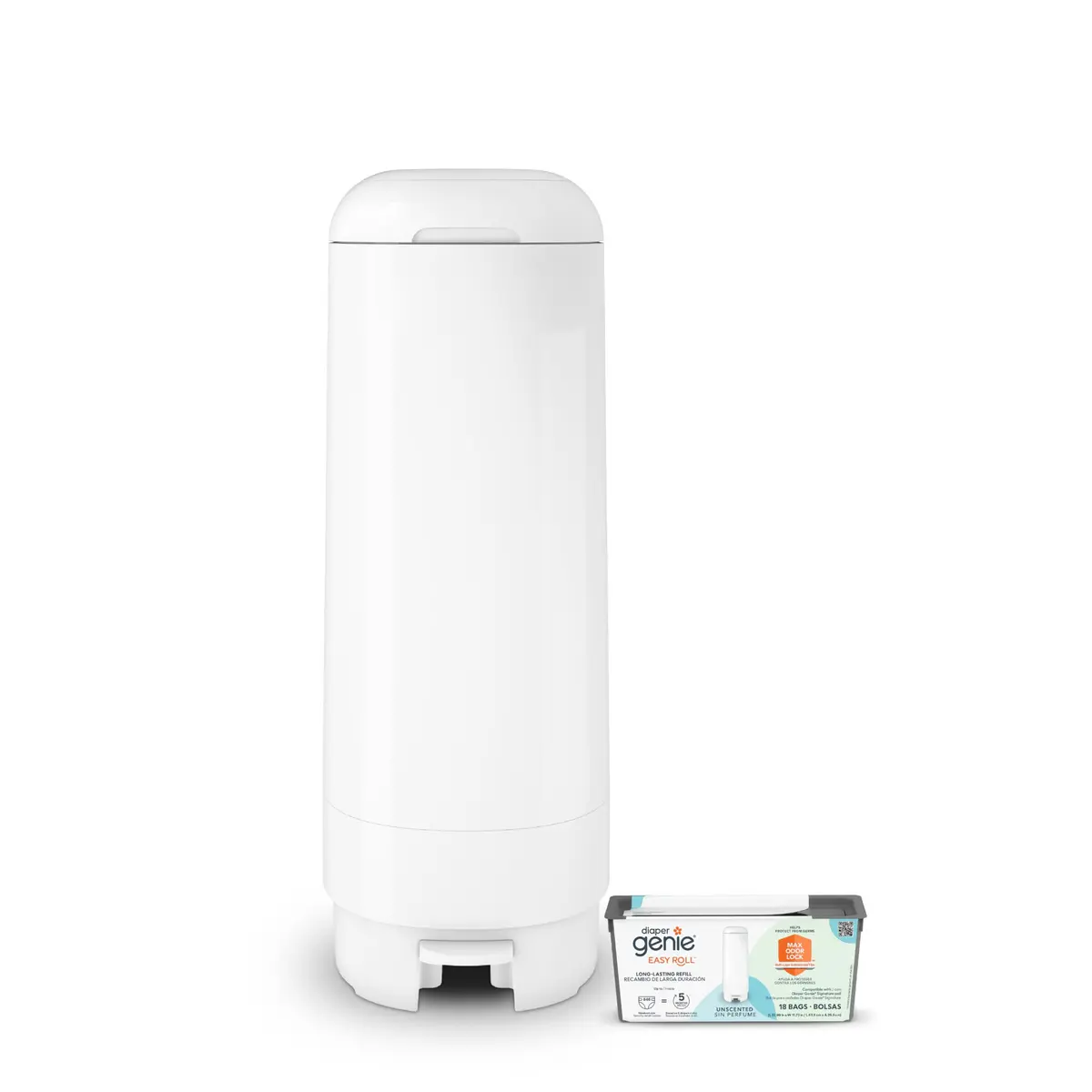 Diaper Genie Signature Pail with Refill | Odor Locking, Hands-Free, 846 Diapers Capacity - main product image