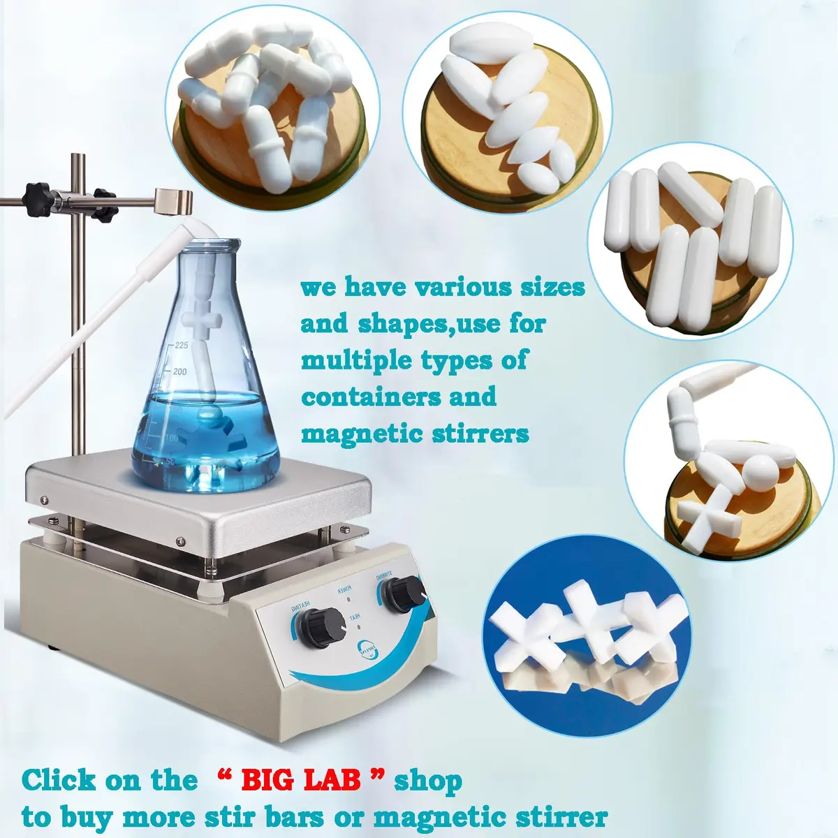 BBTCTY Magnetic Stirrer Stir Bars 15X35 mm Olive Shape | Chemically Inert, 5 PCS, USA Import - view 6