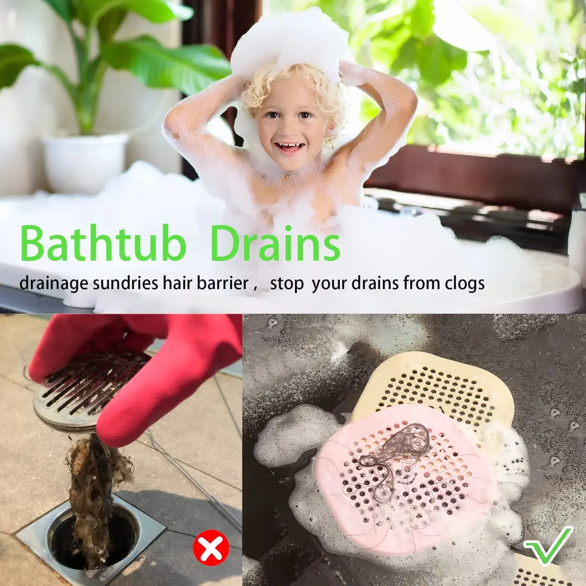 Couidl Drain Cover Hair Catcher Silicone Drain Protector for Shower & Kitchen | Anti-Clogging, Black - view 3
