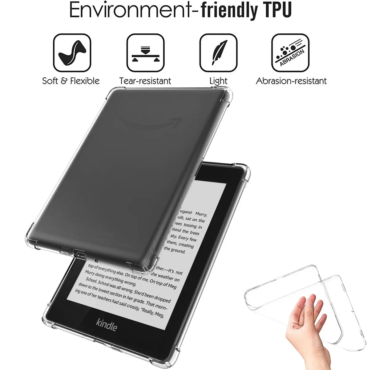 KEEXYICC Kindle Paperwhite 10th Gen Transparent Cover | Ultra-Thin Silicone Shell with Thick Corners - view 4