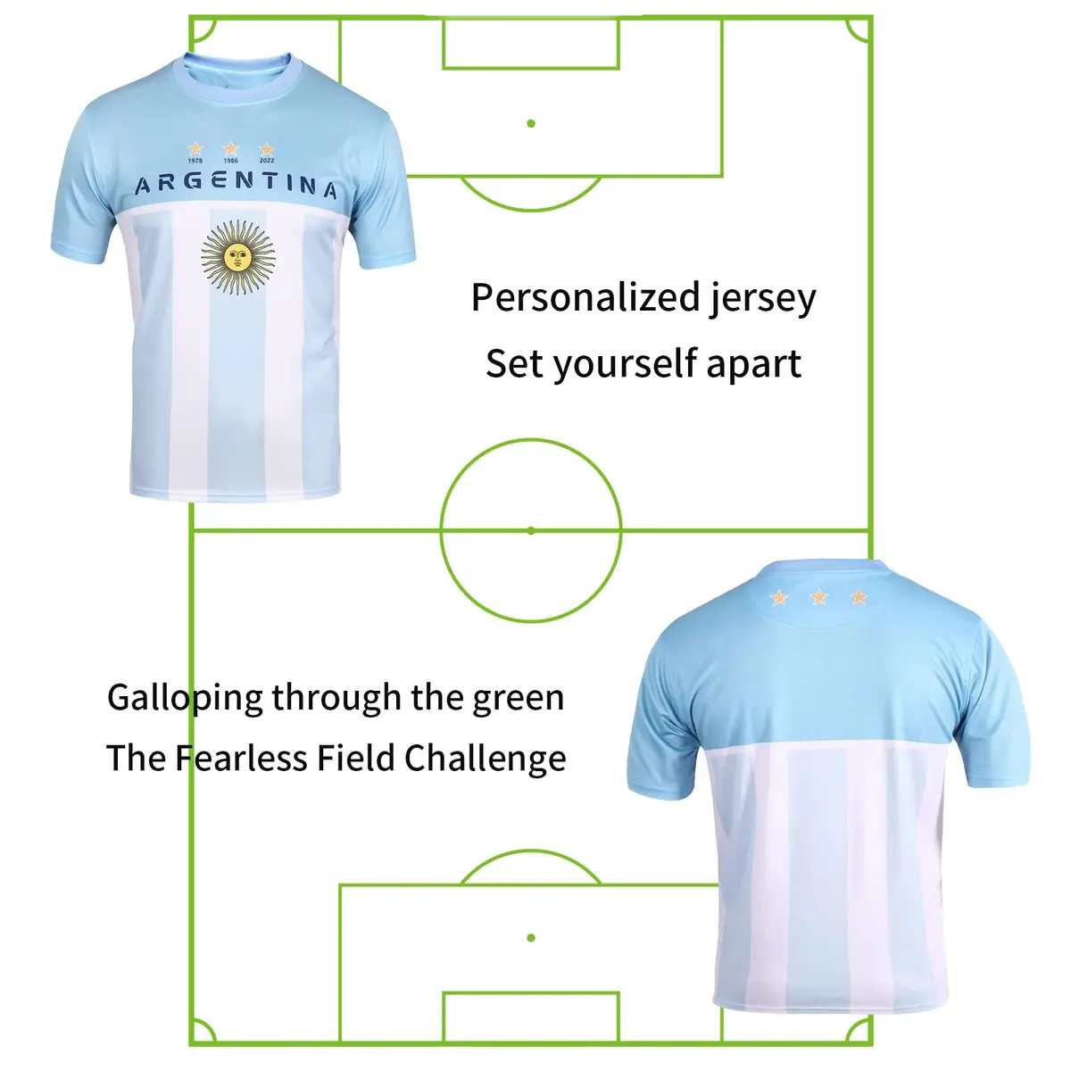 DIBEI Argentina 2026 World Cup Fan Soccer Jersey Large | Official Team Design - view 4