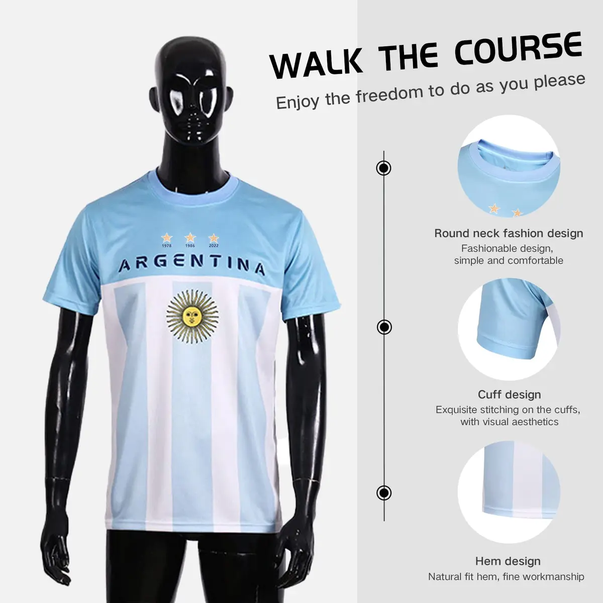 DIBEI Argentina 2026 World Cup Fan Soccer Jersey Medium | Officially Licensed Argentina Fan Gear - view 5