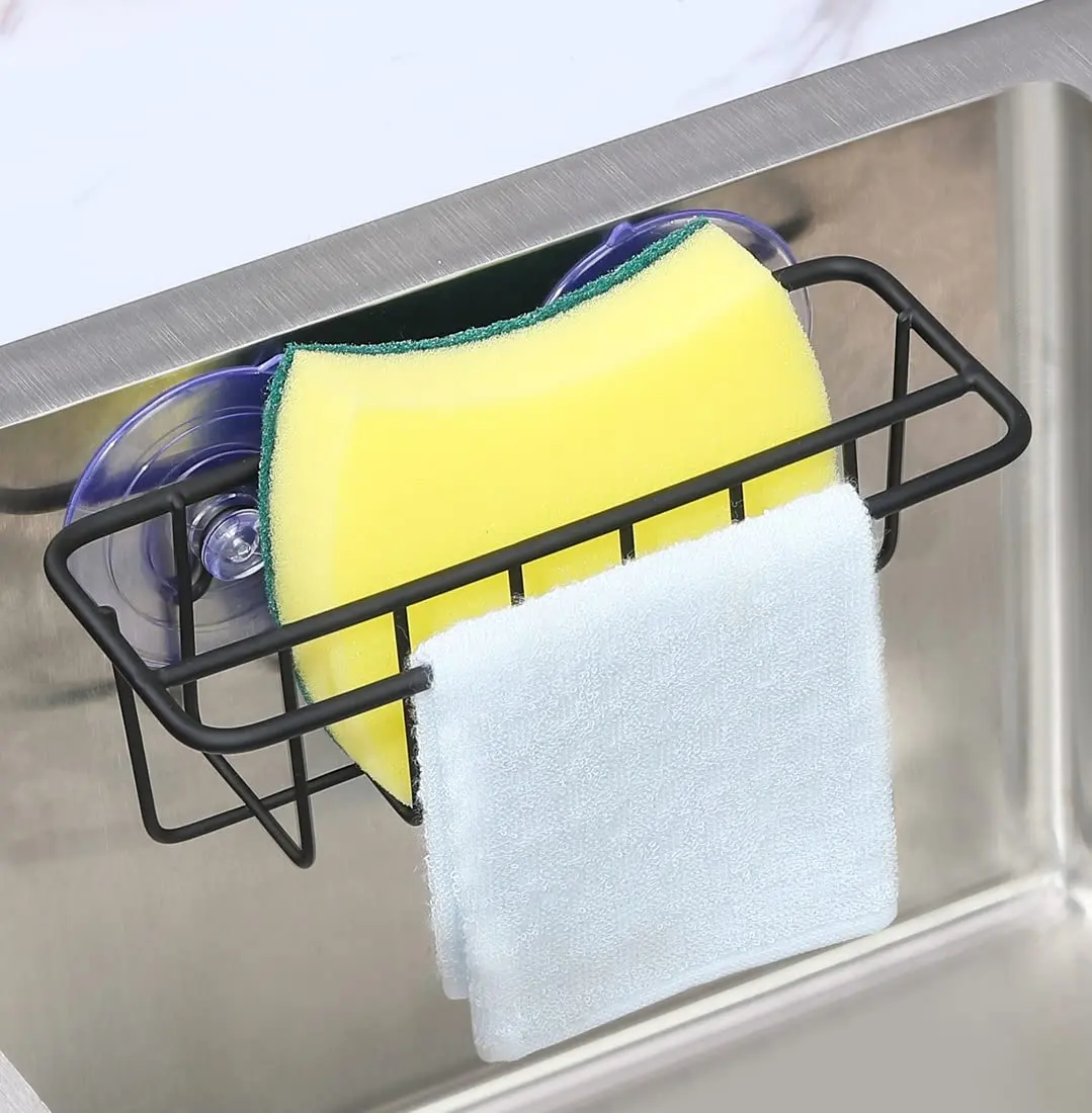 TESOT Sink Caddy Sponge Holder SUS304 Stainless Steel Black | Rust-Resistant Kitchen Organizer - main product image
