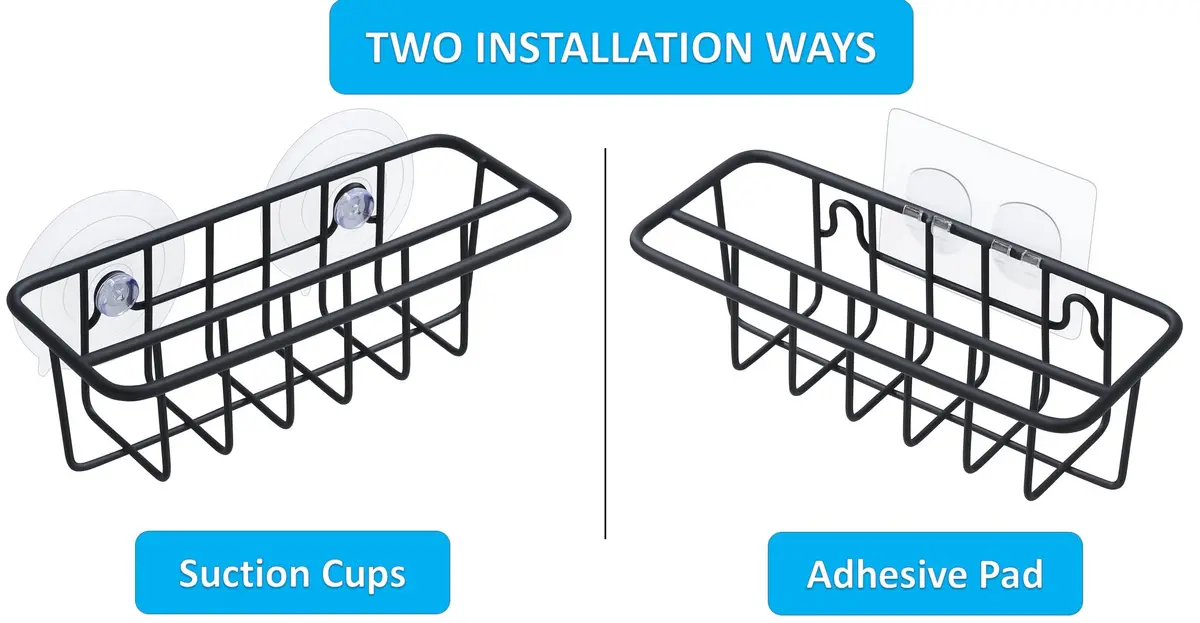 TESOT Sink Caddy Sponge Holder SUS304 Stainless Steel Black | Rust-Resistant Kitchen Organizer - view 4
