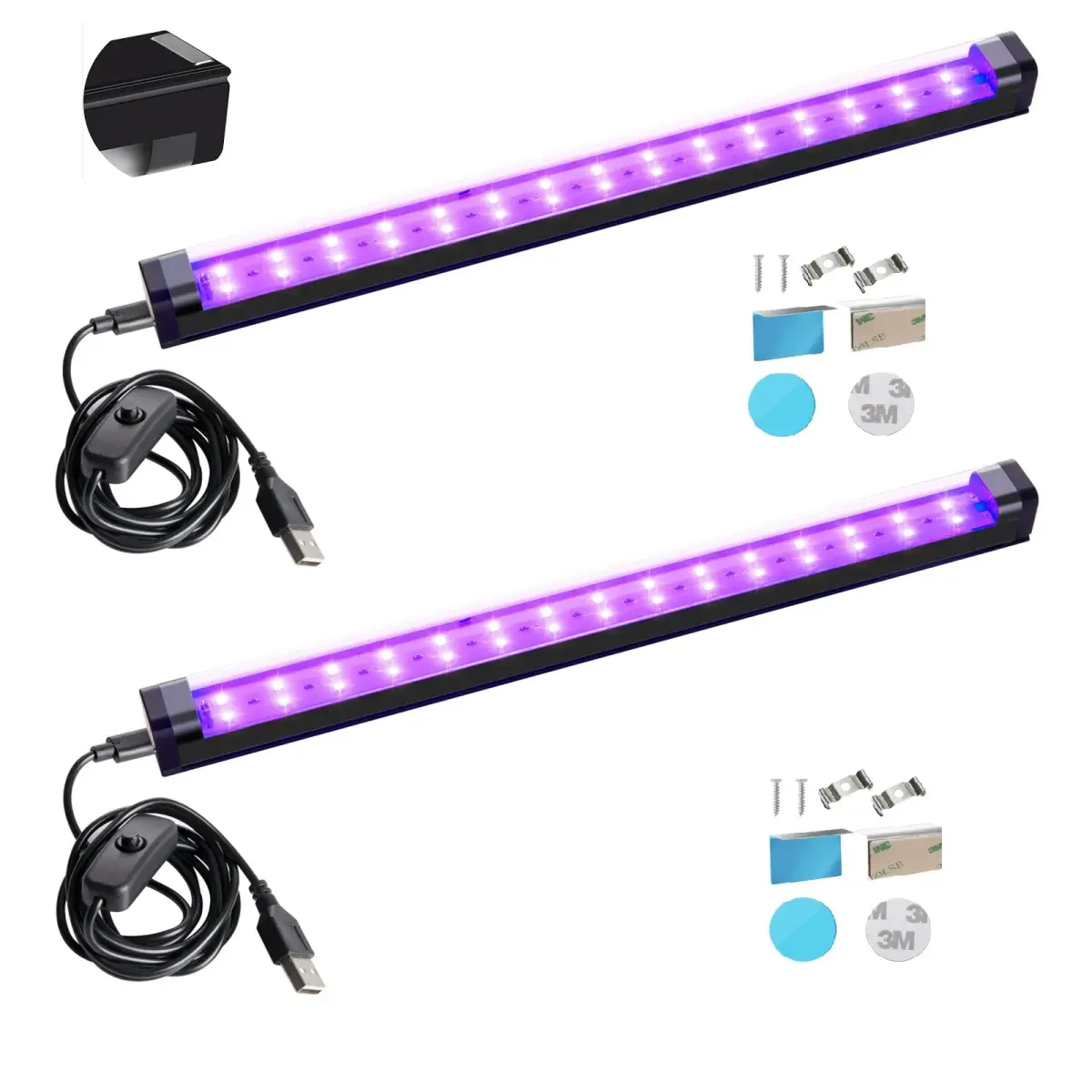 THLIFURE UV Black Light Bar 1ft LED Blacklight Strip Lights (2-Pack, 10W) | Magnetic USB-C Powered for Glow Parties & Tapestries - main product image