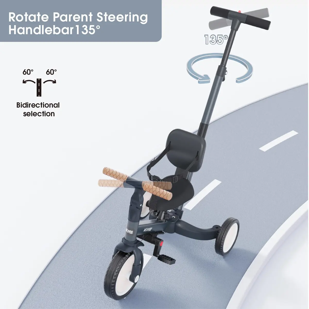 newyoo TR007 5-in-1 Tricycle for Toddlers 1-3 Years | ASTM & EN188 Approved Carbon Steel Ride-On Toy - view 4