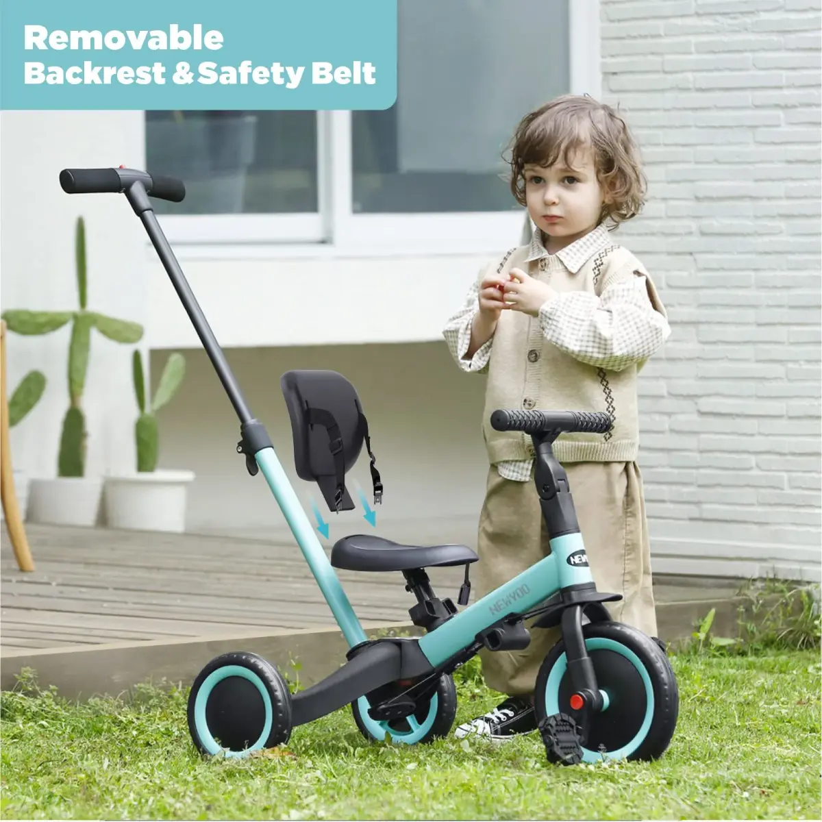 newyoo TR007 5-in-1 Tricycle for Toddlers 1-3 Years | ASTM & EN188 Approved Carbon Steel Frame - view 7