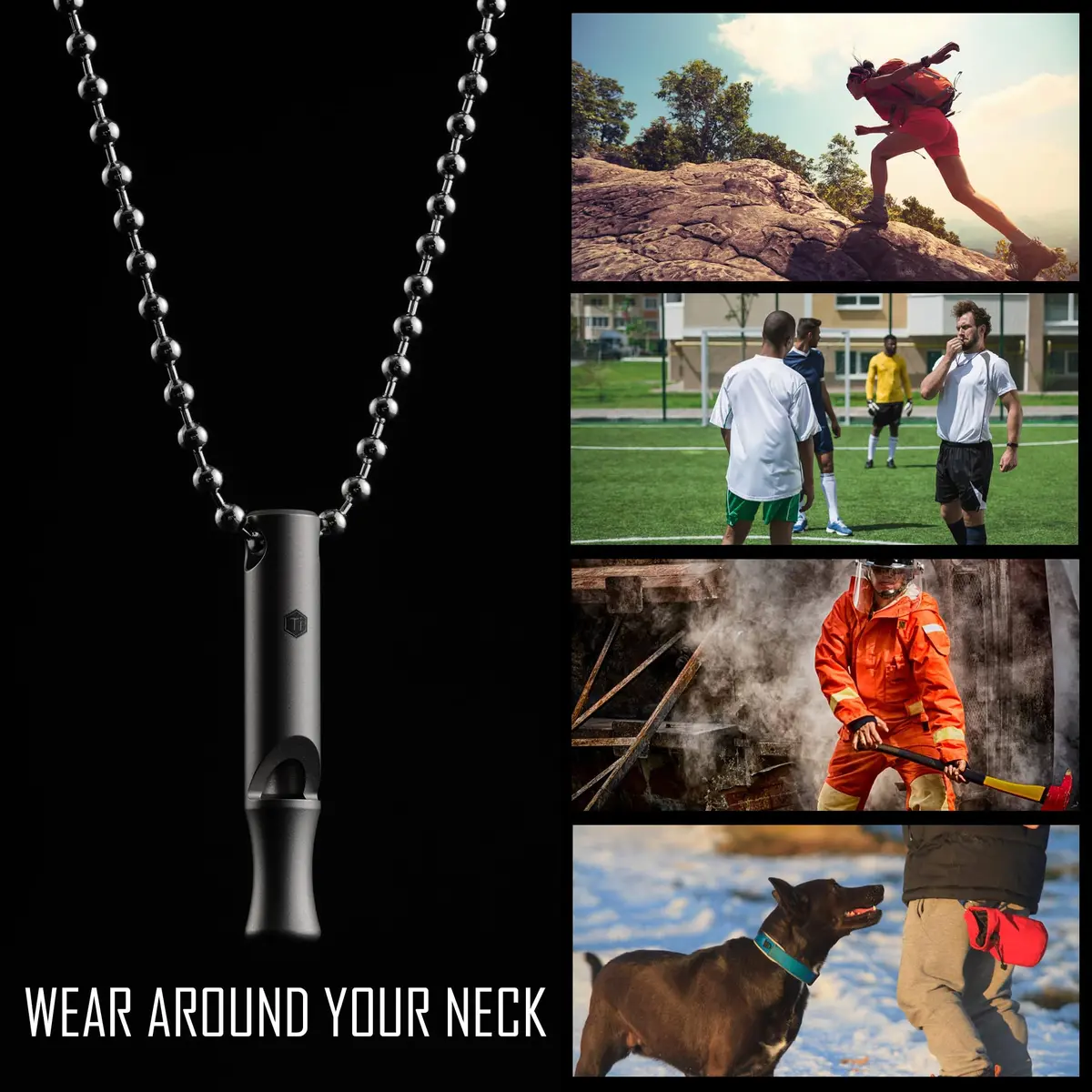 KeyUnity KA22 Titanium Emergency Whistle | 120dB Loud Signal, Easy to Blow, Pealess Core, Lightweight (55mm x 25mm) - view 3