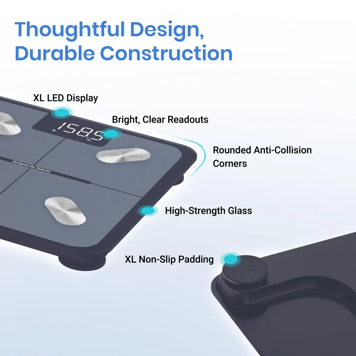 Etekcity Smart Scale for Body Weight, BMI, Body Fat, Bluetooth, Blue | FDA Approved Weigh Scale - view 8