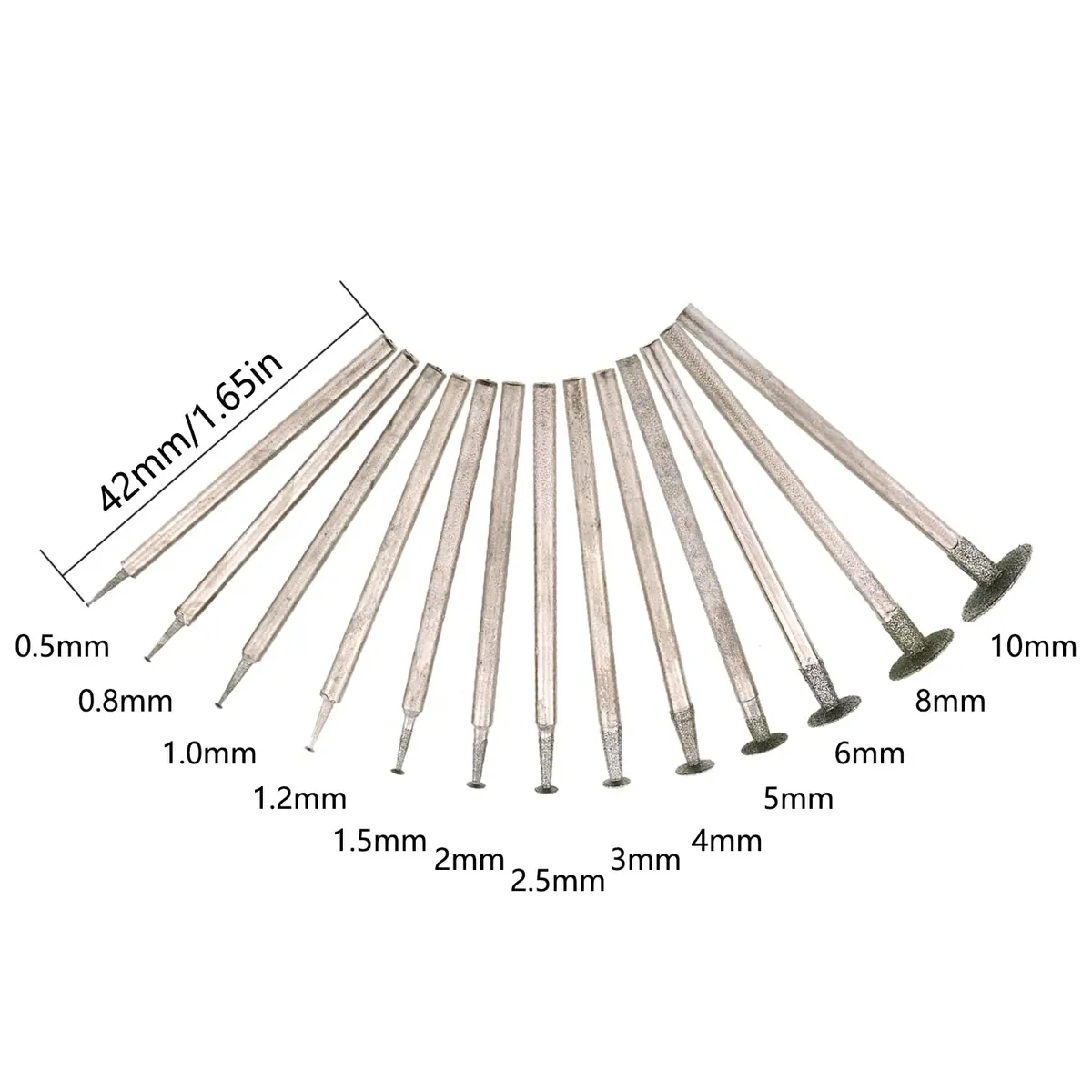 JianLing 13-Piece Diamond Grinding Burr Set 2.35mm Shank | T-Shape Head for Rotary Tools - view 2