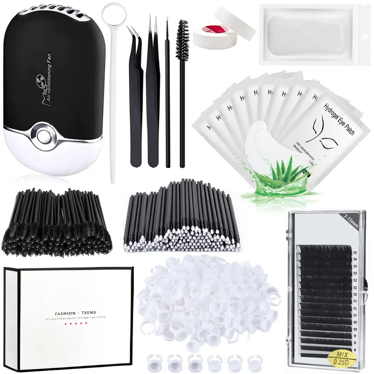 QUKLOGEN Professional Eyelash Extension Kit with D Curl Lashes & USB Fan Dryer | 268 pcs - main product image