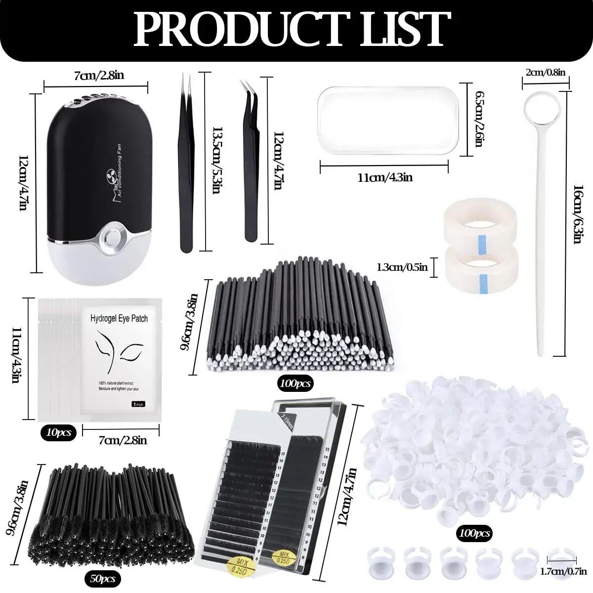 QUKLOGEN Professional Eyelash Extension Kit with D Curl Lashes & USB Fan Dryer | 268 pcs - view 2
