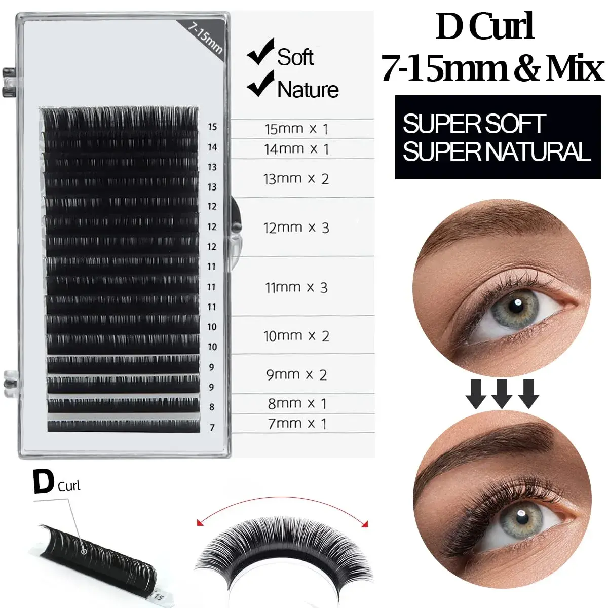 QUKLOGEN Professional Eyelash Extension Kit with D Curl Lashes & USB Fan Dryer | 268 pcs - view 4