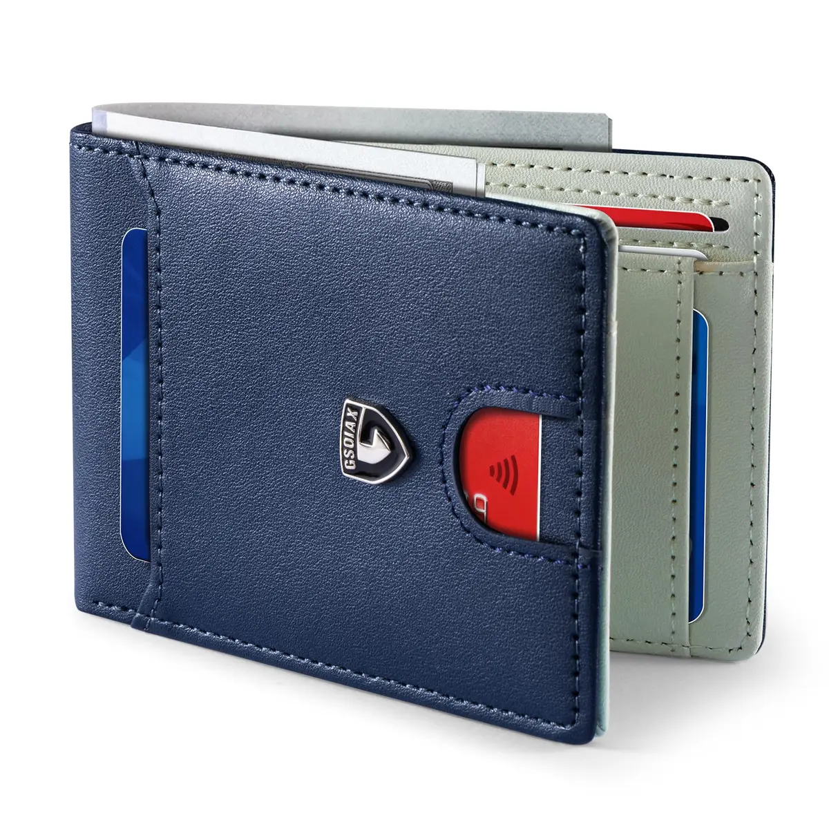 GSOIAX Slim Wallet for Men RFID Blocking Bifold Carbon Fiber Front Pocket Wallet with 11 Card Holder | Minimalist Mens Wallet Gift Box - main product image