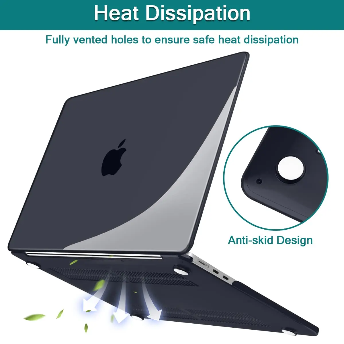 Teryeefi MacBook Air 13.6 Inch Case with Keyboard Cover & USB Adapter | Crystal Black Hard Shell for M2/M3/M4 Chip (A2681/A3113/A3240) - view 5