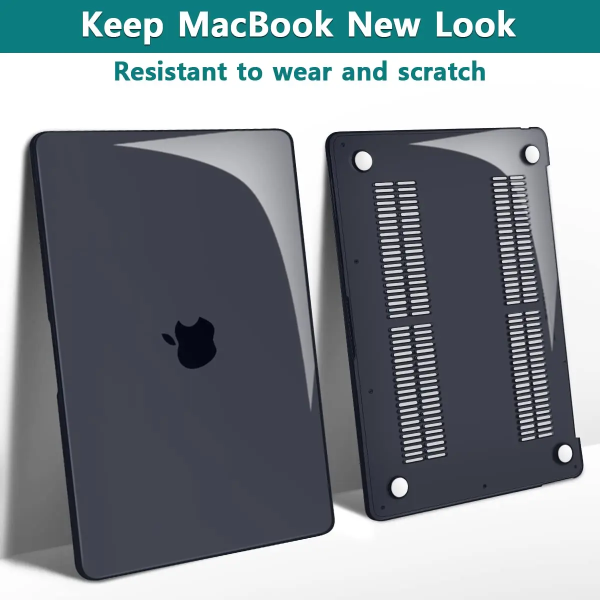 Teryeefi MacBook Air 13.6 Inch Case with Keyboard Cover & USB Adapter | Crystal Black Hard Shell for M2/M3/M4 Chip (A2681/A3113/A3240) - view 7
