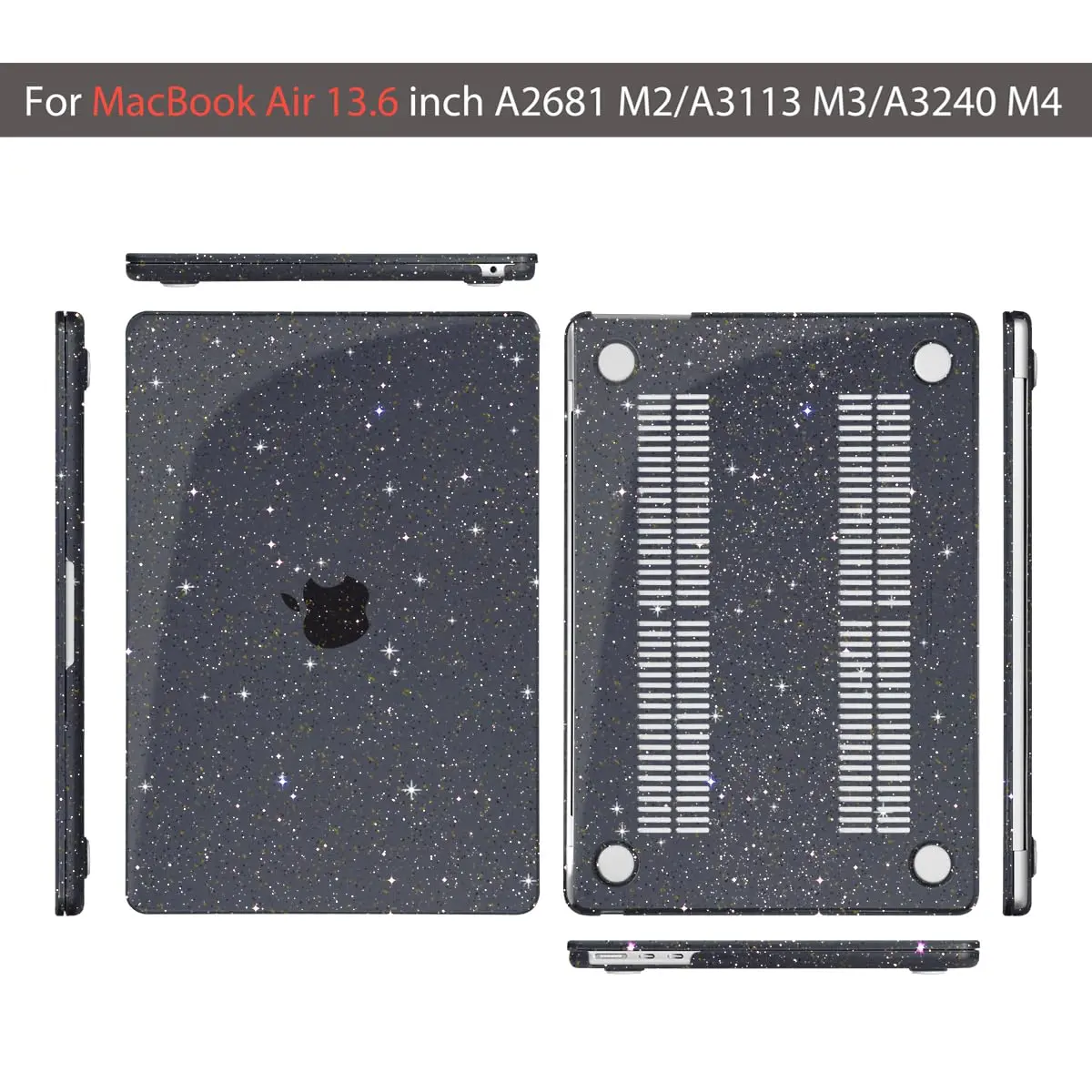Teryeefi MacBook Air 13.6 inch Case with M2 M3 M4 Models | Glitter Sparkly Black - view 6