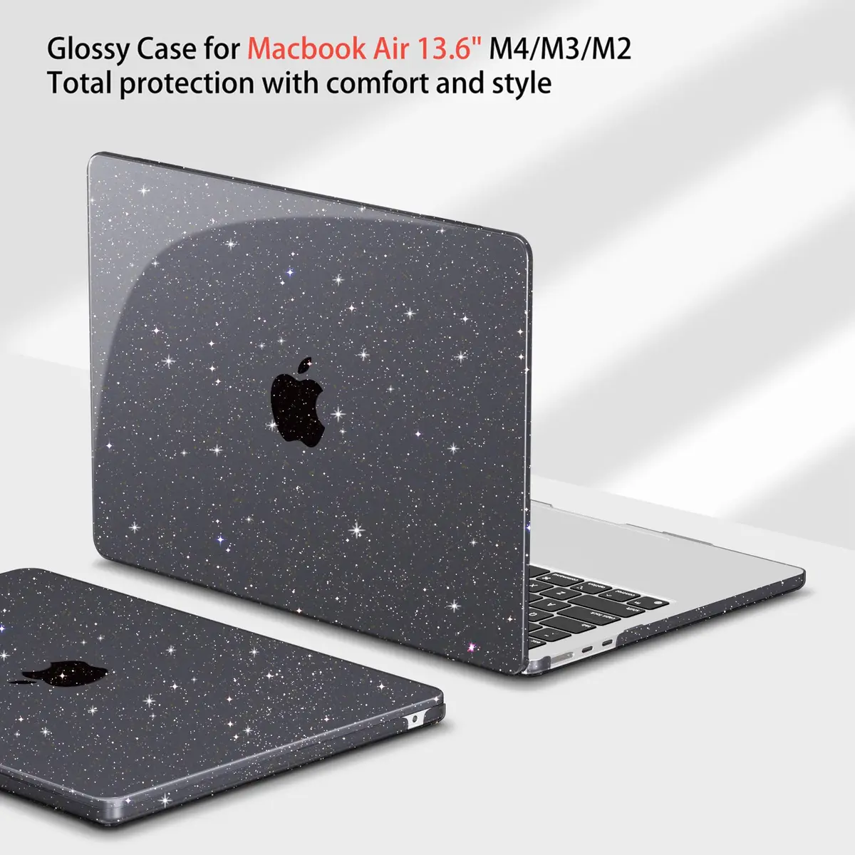 Teryeefi MacBook Air 13.6 inch Case with M2 M3 M4 Models | Glitter Sparkly Black - view 4