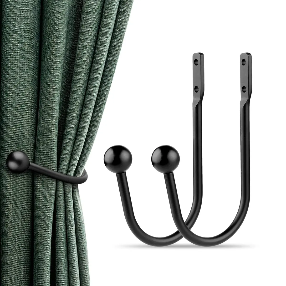 Gobutend Curtain Holdback Tieback 2pcs Wall Mounted Drapery Hooks 15cm (6in) | Retro Home Decor - main product image