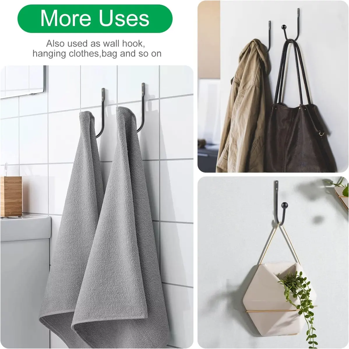 Gobutend Curtain Holdback Tieback 2pcs Wall Mounted Drapery Hooks 15cm (6in) | Retro Home Decor - view 4
