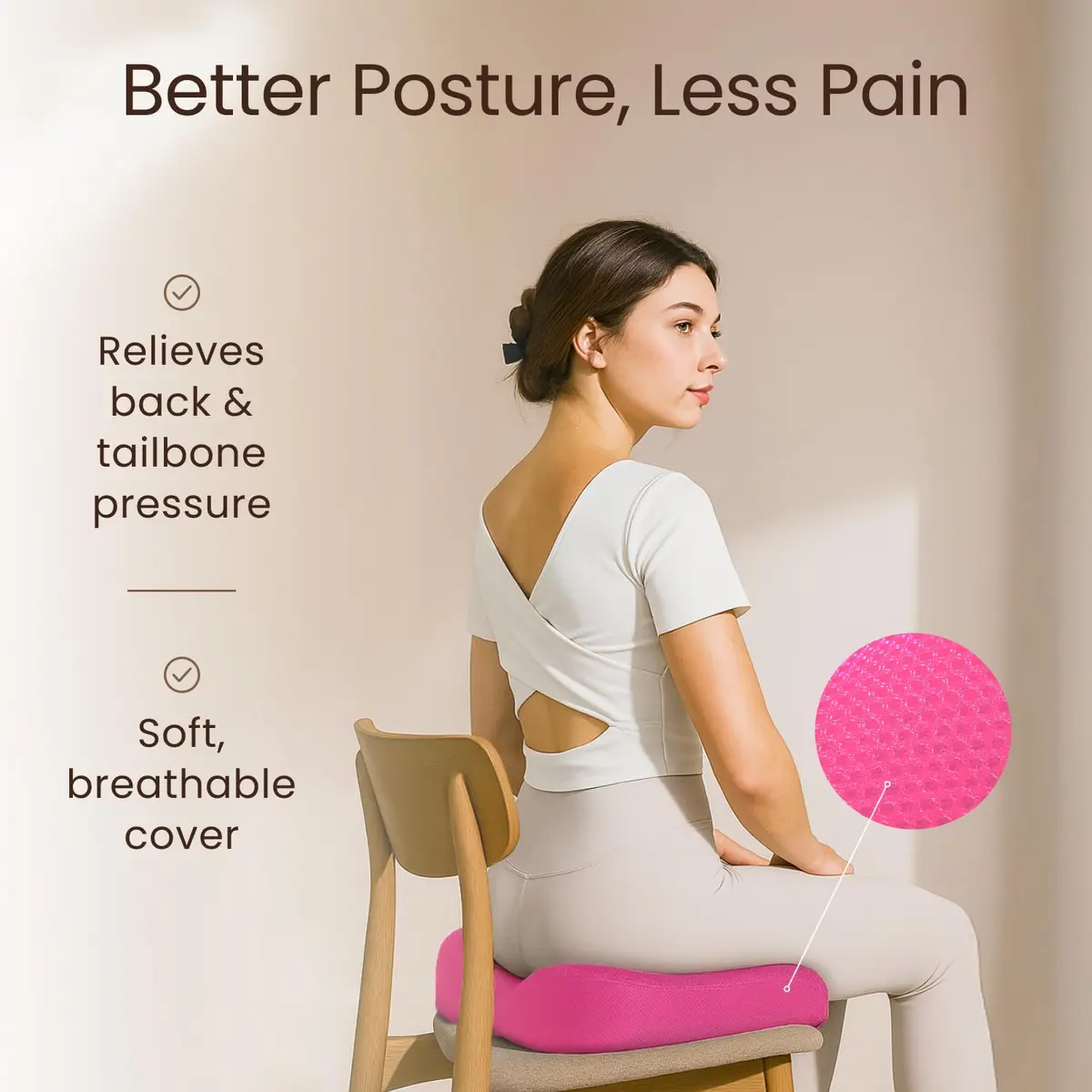 Sleepavo Office Chair Cushion, Seat Cushion for Tailbone Pain Relief Butt | Ergonomic Memory Foam Support - view 6