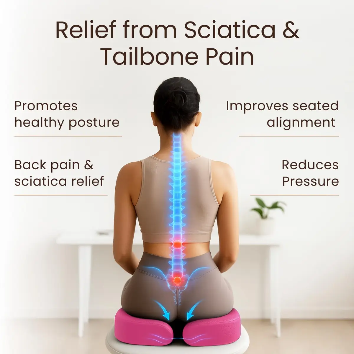 Sleepavo Office Chair Cushion, Seat Cushion for Tailbone Pain Relief Butt | Ergonomic Memory Foam Support - view 2