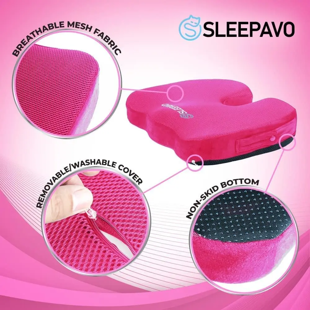 Sleepavo Office Chair Cushion, Seat Cushion for Tailbone Pain Relief Butt | Ergonomic Memory Foam Support - view 4