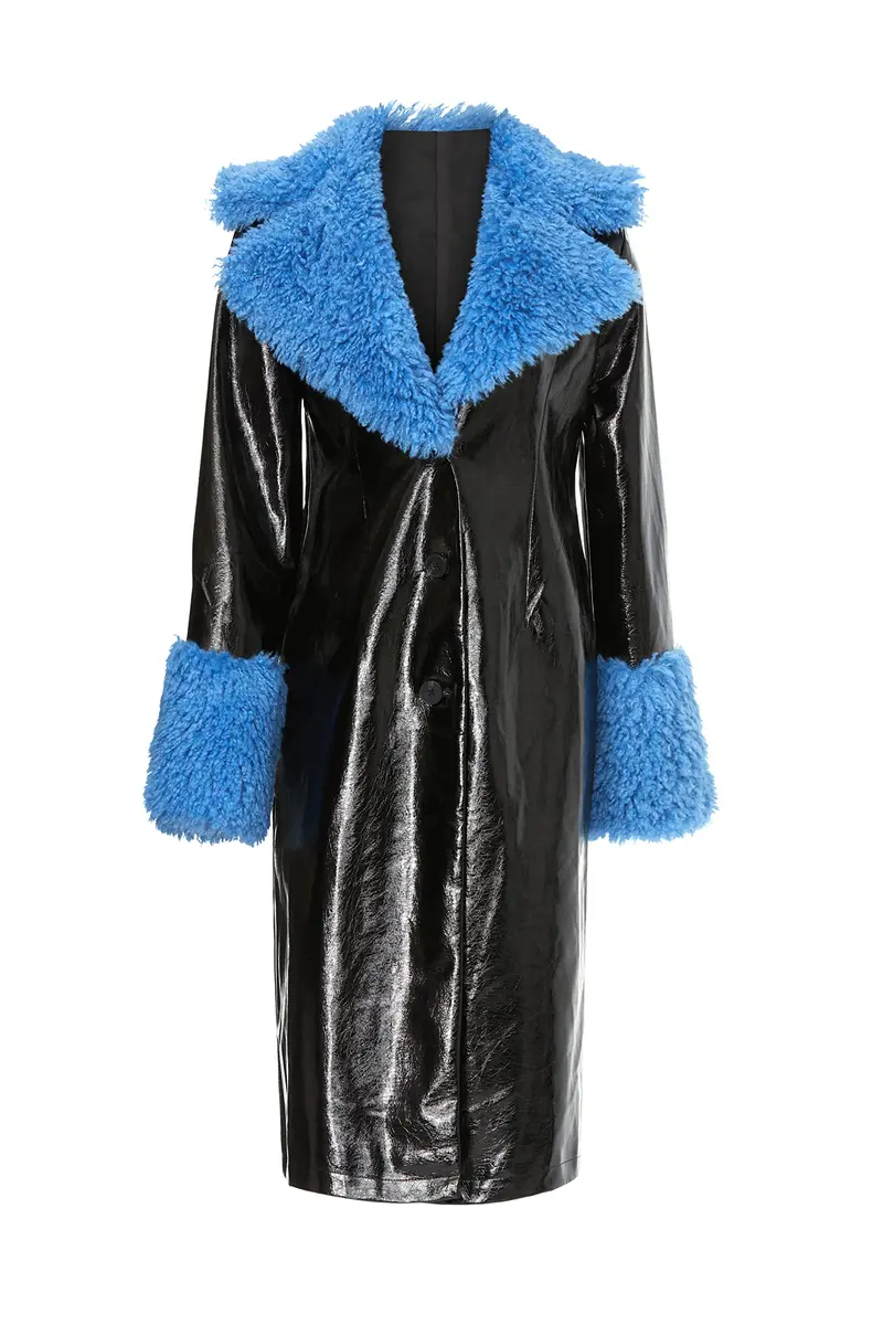 Love, Whit by Whitney Port Faux Sherpa Collar Coat XX-Large | Faux Leather Long Coat for Women - view 2